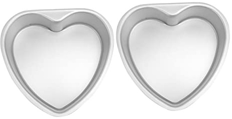 HEALLILY 2 stampi per torte a forma di cuore con fondo rimovibile in lega di alluminio per biscotti, cheesecake mousse, superficie liscia, regalo fai da te