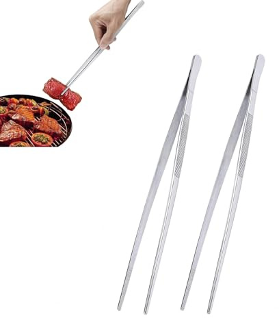 Pincette de Cuisine en Acier Inoxydable, 2PC 30 cm Pince de Chef, Outil de Cuisine Pour Griller et Cuire, Longue Pince à Épiler Droite