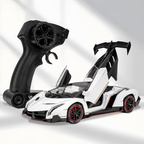 BGHSCA 1:24 Lamborghini Veneno Ferngesteuertes Modellauto, 2,4-GHz-Drift-Rennspielzeugauto mit 25 m Reichweite für Erwachsene und Kinder, Weihnachts- und Geburtstagsgeschenk (weiß)
