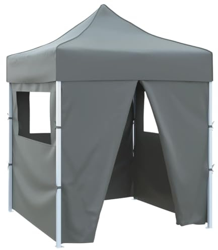 Tente de Réception Pliable, Chapiteau de Jardin Extérieur avec 4 Parois Latérales, Structure Acier Thermolaqué, Résistant aux UV et Eau, pour Spectacles, Marchés, Mariages,Anthracite, 2x2x3.15m