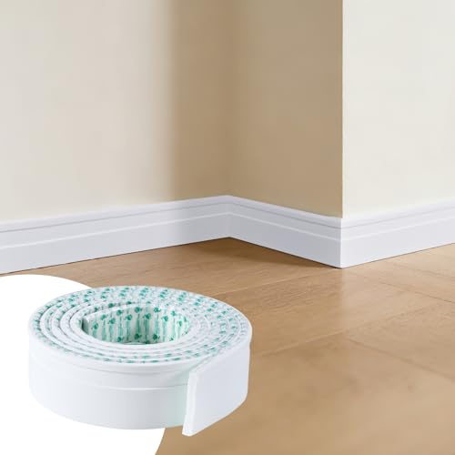 5M Flexible EVA Skirting Board Trim,Self-Adhesive Baseboard Molding Trim, Peel and Stick Rubber Wall Base Skirting Boards Covers(50mm Wide)