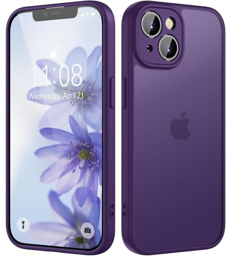 HGH für iPhone 14 Hülle, Dunkel Violett | Vollständiger Kameraschutz Stoßfest Kratzfest Anti-Fingerabdruck Transluzente Rückseite Matt Handyhülle für iPhone 14 Case