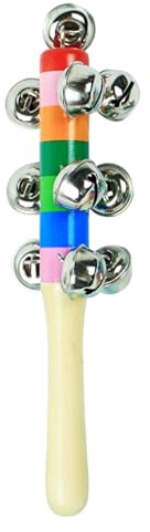 Glöckchen für Kinder, pädagogisches Spielzeug mit Holzgriff, Regenbogenglocke, für und Mädchen, Alter 2 + Kindergarten-Set, frühkindliche Bildung, Feiertage