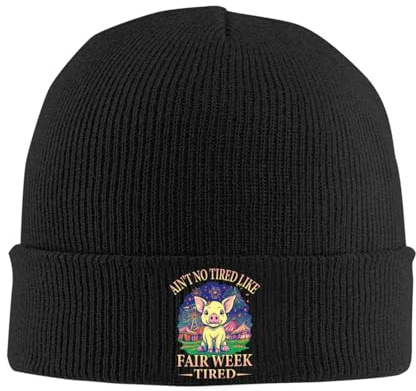 Ain't No Tired Like Fair Week Tired Knit Beanie Soft Warm Classic Skull Cap Stretch Fit Winter for Men Women Black