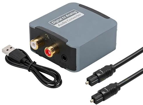 YUEHISY Convertidor de Audio Digital a Analógico, SPDIF óptico a Analógico, Estéreo Izquierdo Derecho de 3,5 Mm, Reducción Electrónica de Ruido para Altavoz de TV
