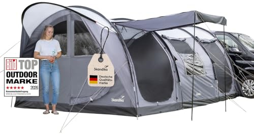 Skandika Busvorzelt Vejers/Esbjerg | Vorzelt aufblasbar, freistehend, 2 m Stehhöhe, wasserfest, 3000 mm Wassersäule, Tunnelzelt, Buszelt, Luftzelt, Luftvorzelt | Zelt für Auto Bus Van Bulli