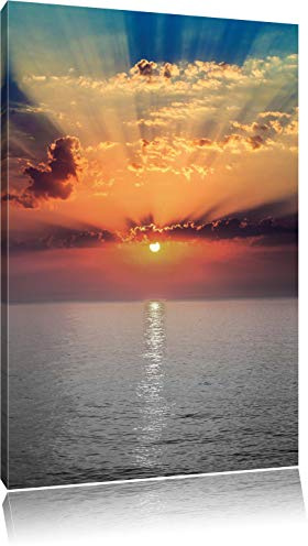 Pixxprint Sonnenuntergang über dem Meer, Größe: 80x60cm, Leinwandbild, fertig gespannt, Wandbild, Dekoration, Kunstdruck, kein Poster