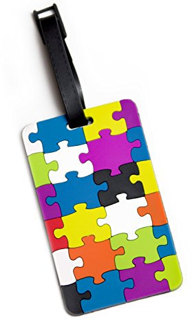 HAUPTSTADTKOFFER - Kofferanhänger inklusive Adressfeld, Kunststoff Kofferschild, Gepäckschild für Koffer Tasche Rucksack, Farbe: Puzzel Schwarz