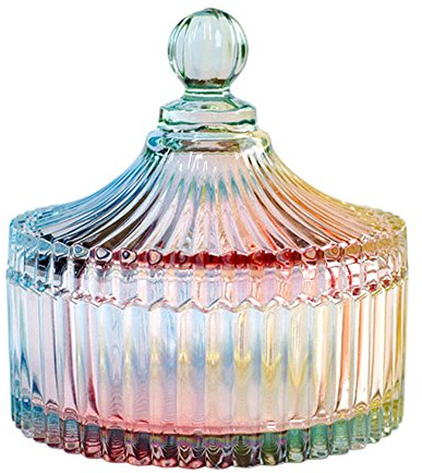 CHOOLD Luxuriöses buntes Kristall-Süßigkeitendose mit Deckel, klares Glas, Apothekerglas, Hochzeit, Süßigkeiten, Buffet, Lebensmittelglas (284 ml, 680 ml)