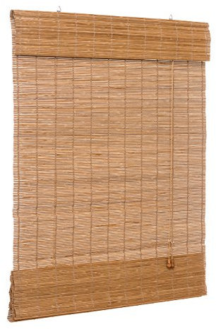 Ventanara® Raffrollo Bambus Bambusraffrollo Rollo inkl Montagematerial (braun, 60 x 160 cm)