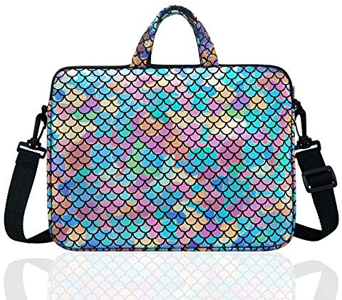 15.6-Inch Laptop Shoulder Carrying Bag Case Sleeve For 14 15 15.6 inch Macbook/Notebook/Ultrabook/Chromebook, Mermaid Scale (Colorful)