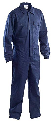 Tuta Blu da Lavoro con Elastico ai Polsi - 100% Cotone Massaua - per Elettricisti/Meccanici/Scuole Tecniche ECC. + Mascherina con Tasca