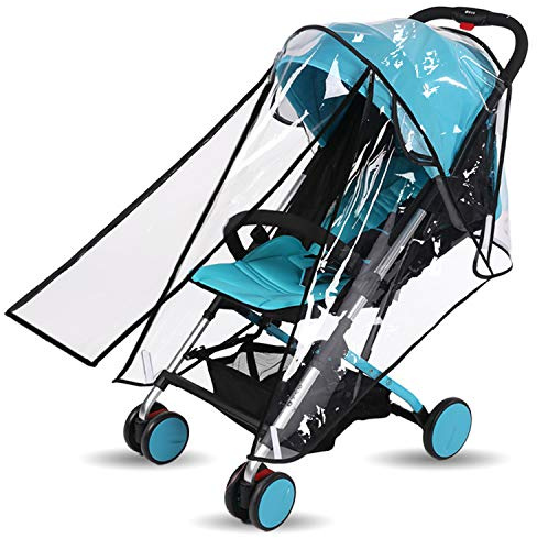 Pushchair Rain Cover Pram Wind Snow Cover Buggy Stroller Weather Shield Travel Accessories Universal Size Protect from Rain Cold Dust Water Clear EVA Plastic (Small)