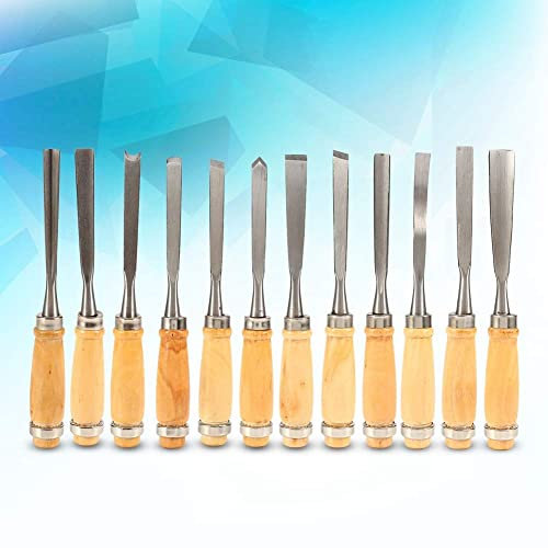 Set di scalpelli per intaglio del legno 12 pezzi Sgorbie per intaglio 12 accessori per intagliare professionali Strumenti affilati per la lavorazione del legno con custodia Ottimo