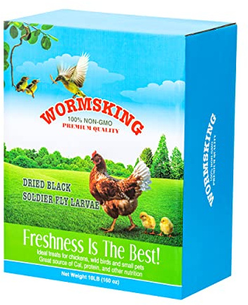 WORMSKING 10LB Dried Black Soldier Fly Larvae, More Calcium Than Dried Mealworms, High Protein Chicken Feed, Poultry Treat