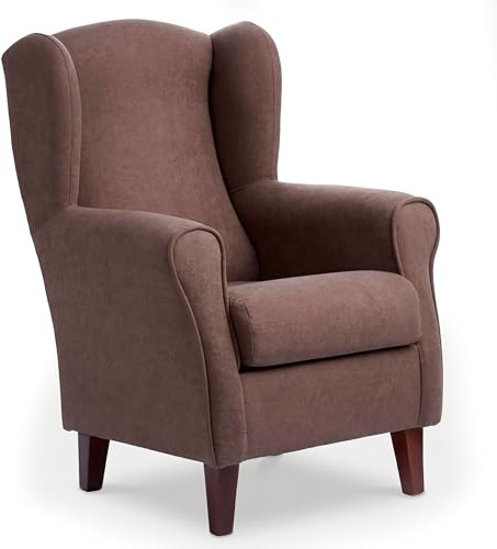 Abuelo A Gusto | Sillón Orejero Individual Roma - Compacto para Salón y Dormitorio - 106x74x78cm - Butaca de Lectura Cómoda y Ligera - Tela Antimanchas, Respaldo Alto y Sentada Firme (Marrón)