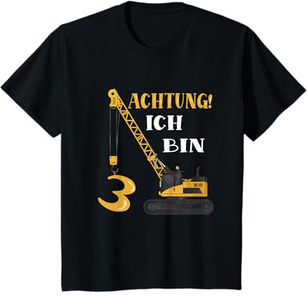 Kinder Kran Bagger Kinder 3 Jahre 3.Geburtstag Jungen T-Shirt