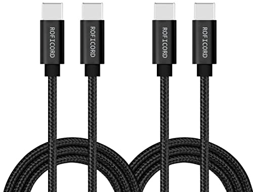 USB-C-auf-USB-C-Kabel, [2er-Pack 0,6 m] 60-W-Stromversorgungs-Schnellladekabel Typ C, kompatibel mit MacBook Pro/iPad Pro/Galaxy S20/Microsoft Surface/Google Pixel und anderen USB-C-Geräten (Schwarz)