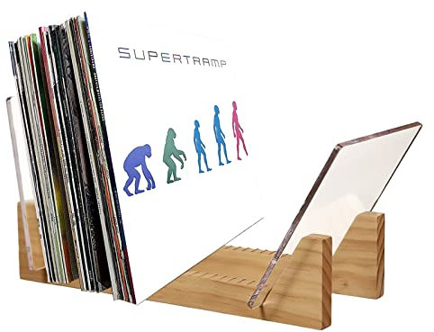 Viitech Support De Rangement Pour Disques Vinyles, Support Disque Vinyle En Bois De Pin Avec Support En Acrylique Transparent Et Lisse Range Vinyle Moderne Et DéCoratif