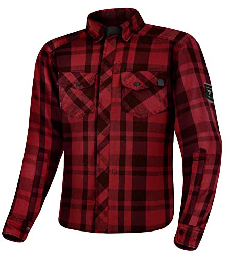 SHIMA RENEGADE MEN 2 Camicia Moto Uomo- Giacca Moto corazzata con strato FiberQL - Aramide e strato di raffredHerrento, protezioni CE, cerniera e chiusura a scatto (Rosso, XL)