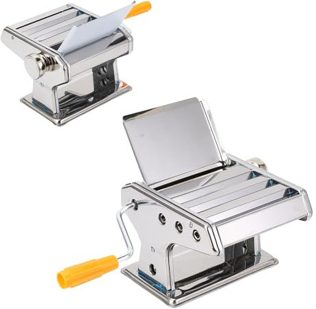 Ejoyous Macchina per pasta manuale Macchina per pasta in acciaio inox con manopola di regolazione per più impostazioni di spessore per spaghetti freschi Tagliatelle Lasagne Pasta Machine