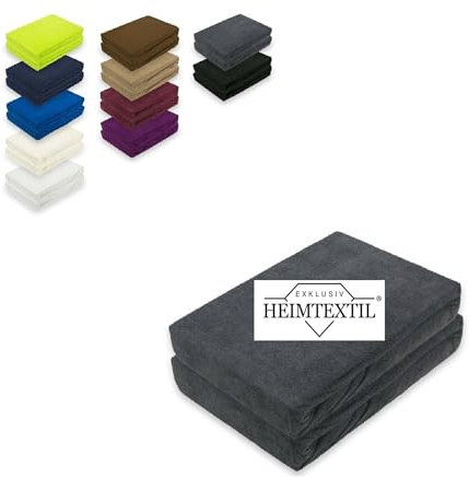 EXKLUSIV HEIMTEXTIL Frottee Spannbettlaken Premium Marke Doppelpack 140-160 x 200 cm Anthrazit