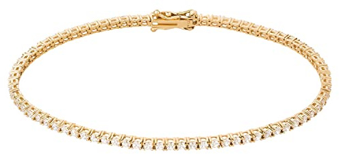 Ardeo Aurum Damen Armband aus 375 Gold Gelbgold mit Zirkonia Tennisarmband 2,0 mm Breite und 19 cm Länge mit Sicherheitsverschluss