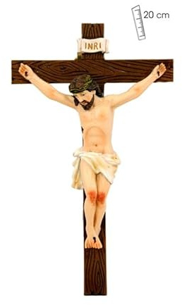 DRW Crucifijo Resina Pintado a Mano 20 cm
