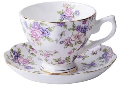 YUNKOU Set di Tazze da caffè Set da tè pomeridiano Inglese Set da caffè Set da 170 ml Tazze da tè Nere e piattino Set da tè Inglese