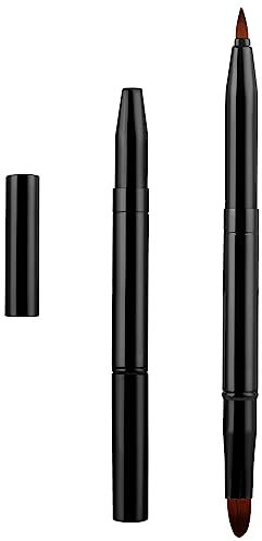 WLLHYF Applicatori di Pennelli per Labbra, Pennelli Professionali per Trucco Labbra Retrattili a Doppia Faccia, Rossetto esfoliante per Labbra da Viaggio Portatile con Cappuccio (Nero)