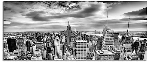 Pixxprint Glasbild Panorama, Wandbild aus Echtglas, Skyline von New York, 120x50 cm, inkl. Aufhängung und Abstandshalter