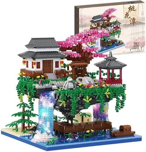 CIJINAY Piscine de Fleurs de pêcher Architecture Maquette Set de Construction, 3320 Pcs Micro Mini Nano Blocs de Construction Modèle pour Adultes Enfants.