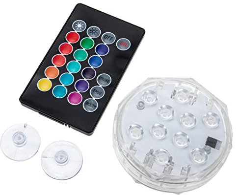 Yardwe Submersible Led Light Waterproof Underwater Pool Light with Remote Control 15 Color Options for Outdoor Pond Fountain and Above Ground Pool Lighting Compact 2.75 Inch Diameter