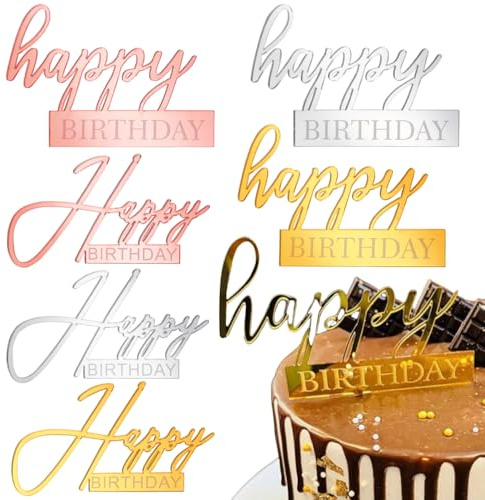 6pcs Happy Birthday Tortendeko Mädchen Happy Birthday Cake Topper Geburtstag Kuchen Deko Torten Deko Tortenaufleger Personalisiert Geburtstagsdeko Mann Frauen Kuchendeko Cake Decoration Cupcake Topper