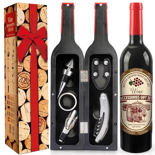 ZBPASL Forme de Bouteille de Vin Tire-bouchon de vin, ouvre bouteille, ensembles de sommelier avec ouvre-bouteille, bouchon de vin, Ensemble d'accessoires pour Le vin (Black 03)
