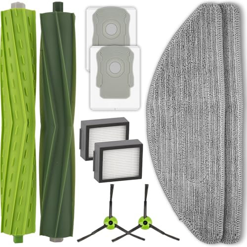 (10 pezzi) Ricambi per iRobot Combo i5, Combo i5+, Combo j5, Combo j5+ Robot Aspirapolvere Accessori, 2 spazzole a rullo, 2 spazzole laterali, 2 filtri HEPA, 2 sacchetti antipolvere, 2 panni per mocio