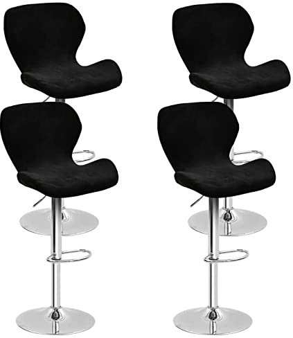 Juego de fundas elásticas de terciopelo para taburetes de bar, diseño curvado giratorio, para silla de bar de comedor con respaldo corto, cubierta para taburetes de bar de altura de mostrador