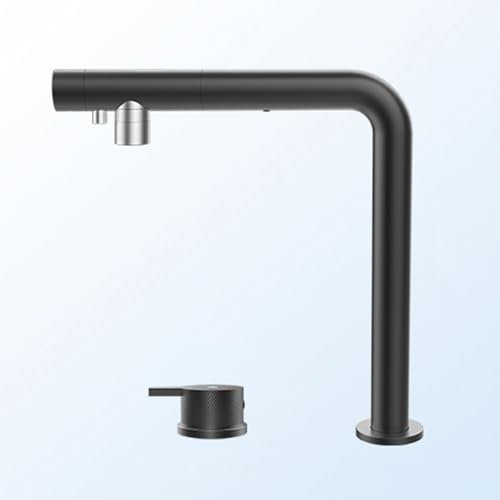 XJTNLB Mitigeur Cuisine avec Douchette Noir Robinet 3 Voies Robinet de Cuisine sous Fenetre Mitigeur 3 en 1 Mitigeur Camping Car Evier en Acier Inoxydable