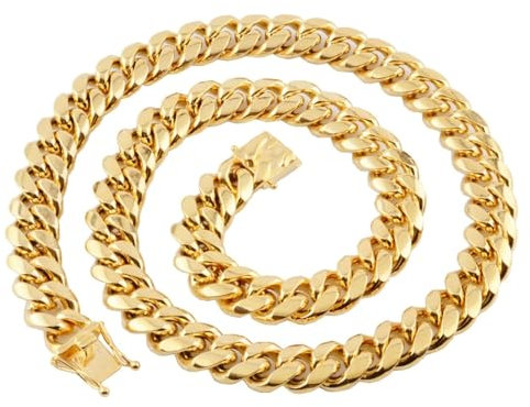 Bishilin Kette ohne Anhänger Herren, Halskette Edelstahl 71CM Gold Curb Chain Panzerkette 14MM Gothic Ketten Männer Partnerkette Personalisiert