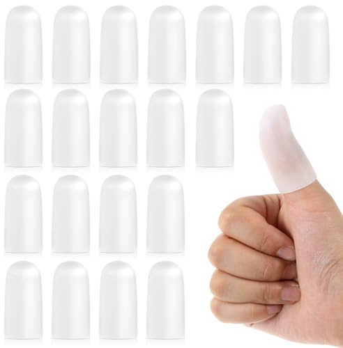Tucnoeu 20 Pcs Silicone Finger Sleeve, Reusable Finger Covers for Fingers, Soft Fingertip Guards for Typing Crafting Gardening Daily Work