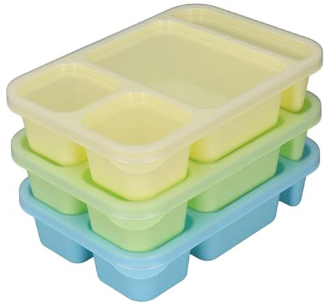 Contenedores para Refrigerios, 4 Compartimentos, Contenedor de Almacenamiento de Alimentos para Preparación de Comidas, Loncheras Apilables con Tapas para Viajes de Trabajo Escolar (Estilo 2)