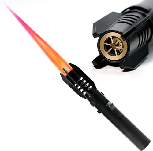 Accendino da campeggio - Fiamma regolabile antivento con blocco di sicurezza, accendino a butano ricaricabile per emergenze all'aperto, escursionismo, falò e barbecue (grado militare)