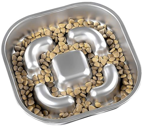 BAODBF Antischlingnapf Hunde,Hundenapf Edelstahl 1100ml Rutschfester Anti Schling Napf Hund,Stoppt Blähungen,Doppelseitig Rrhältlich Slow Feeder Hundenapf,Anti Schling Napf für Hunde,Katze