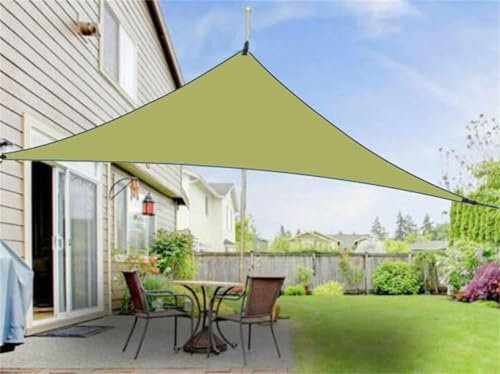Hiseng Tenda a Vela Ombreggiante Impermeabile Triangolo, Vele Parasole da Giardino Protezione Raggi UV 95% Telo Ombreggiante Terrazzo con 3 Corde per Piscina Patio Pergola (Verde,3x3x3m)