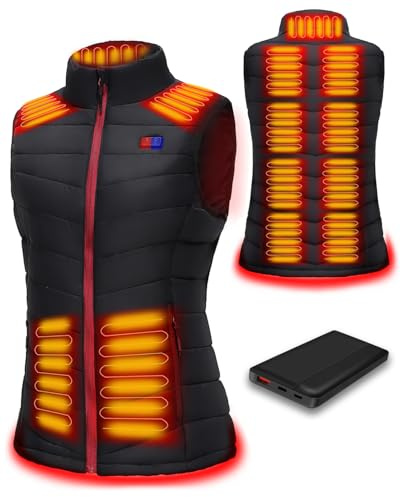 SANNKA Heated Gilet Womens with Power Bank 10000mAh,Electric Jacket Lightweight Heated Vest 13 Heating Zones,3 Temperature Control,Heated Body Warmer for Working outside