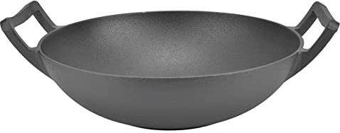 QWUUYEC Sartén Parrilla Hierro Fundido 32 cm, Asador Resistente con Doble Asa - Antiadherente, Retención Térmica Superior Ideal para Verduras y Carnes