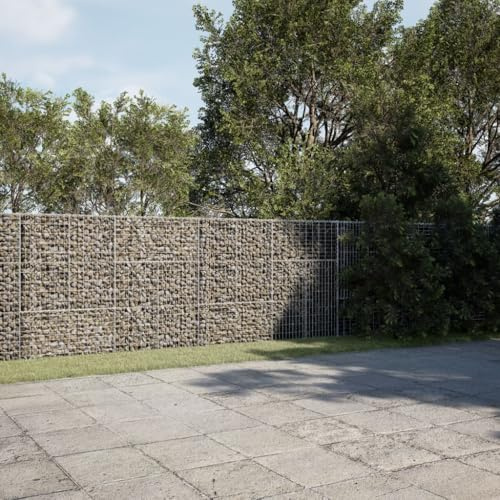 Gabbione con Coperchio, in Ferro Zincato, Design Stabile con Ganci Distanziatori, Gabbioni Metallici, Cestino in Pietra, per Recinzioni da Giardino e Muri di Contenimento, Argento, 1000 x 50 x 150 cm