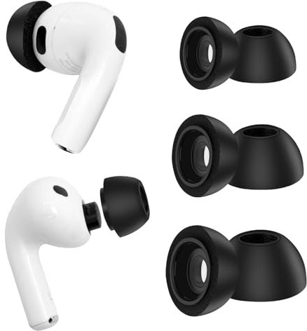 Ersatz-Ohrstöpsel für AirPods Pro 3, weiche Memory-Schaumstoff-Ohrstöpsel für AirPods Pro der 3 2025. Generation, kein Silikondruck, rutschfestes Design, passend für Ladecase, 3 Paar (S/M/L, schwarz)