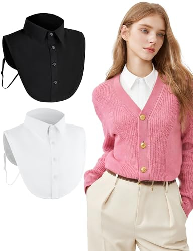 MELLIEX 2 Pièces Faux Col Femme, Mode Col Amovible en Mousseline, Élégant Col de Chemise pour Femmes