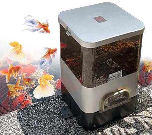 Electric Fish Food Dispenser, Adjustable 1–12 Feedings, 120° Dispersed Feeding, Automatic Feeders for Fish Tank Aquarium, WIFI and Solar Panel Charging